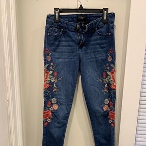 Celebrity pink embroidered jeans